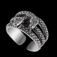 retro punk domineering mens ring animal twin snake twining hip hop personality adjustable zinc alloy black jewelry gift