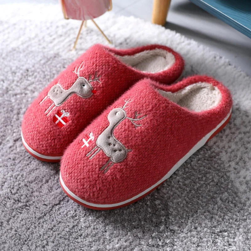 

Women Home Slippers Winter Warm Ladies Furry House Woman Shoes Christmas Elk Female Indoor Slipper bedroom Flat Slides Footwear
