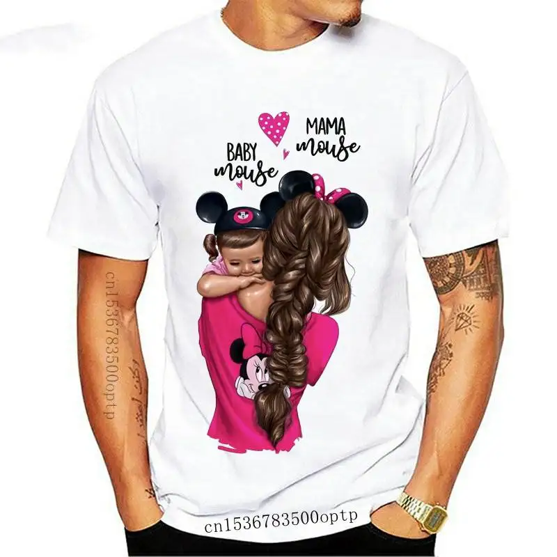 

Новинка 2021, модные женские топы для мамы и ребенка с рисунком мыши, футболка с коротким рукавом и круглым вырезом для мам и сынов