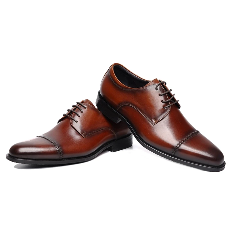 Мужские туфли-оксфорды из натуральной кожи с острым носком на шнуровке | Обувь