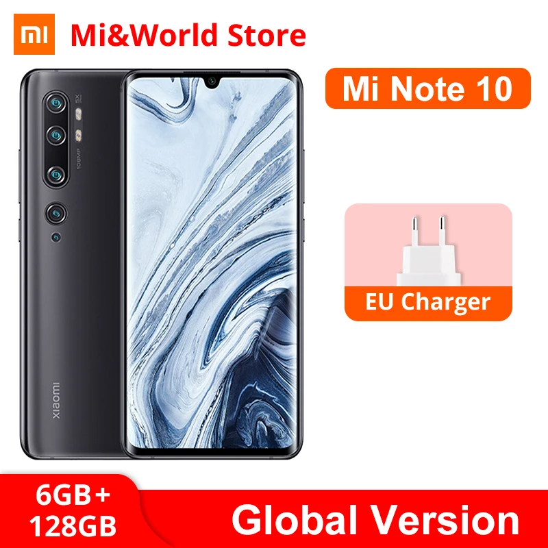 Глобальная версия Xiaomi Mi Note 10 6 ГБ ОЗУ 128 ROM мобильный телефон Snapdragon 730G 108MP