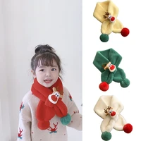 scarf for kid christmas cute elk neck scarves winter keep warm neckerchief soft comfortable plush neck scarf with pom pom
