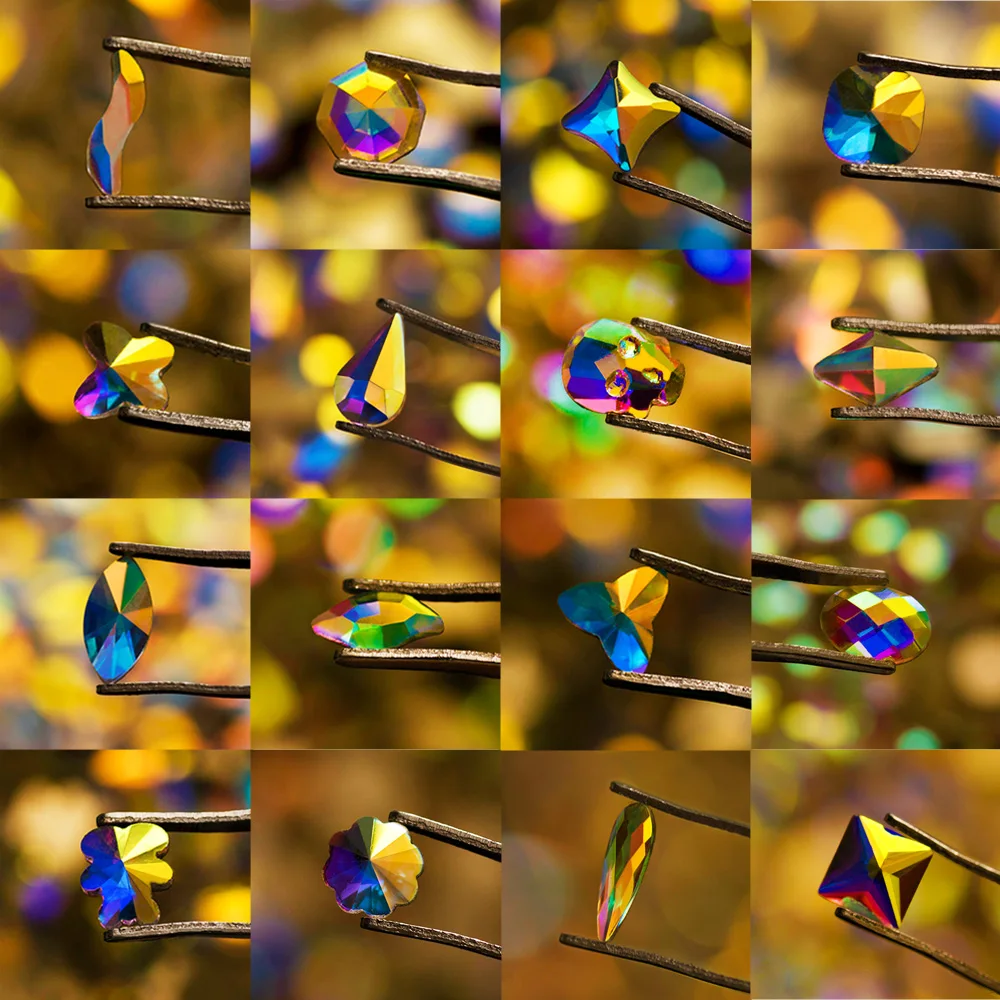 Стразы для дизайна ногтей 20 ⑤ упак. плоские вытянутые каплевидные Прямоугольные