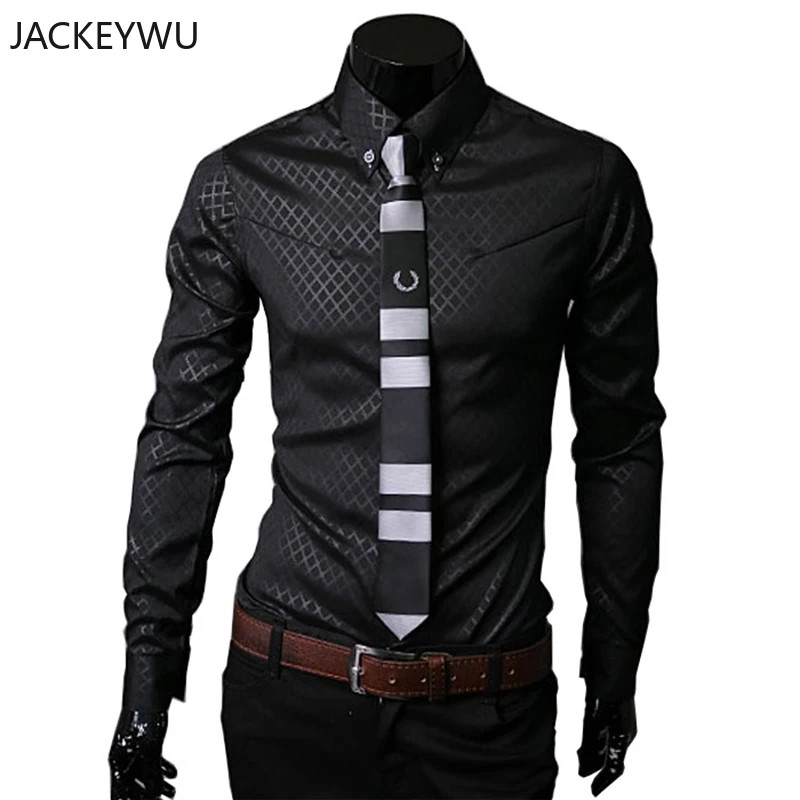 Корейский стиль дикий принт мужская рубашка в клетку Slim Fit Повседневное с длинным