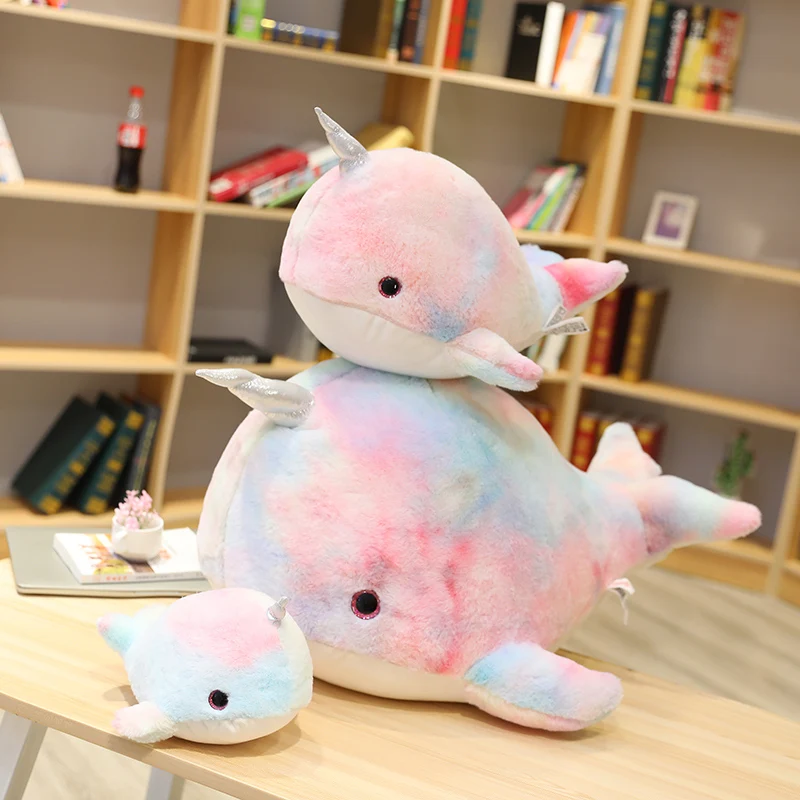 

Cute Colorful Narwhal Plush Toys Stuffed Whale Unicorn Fish Doll Soft Animals Pillow for Baby Girls Kids Birthday Gift 28cm