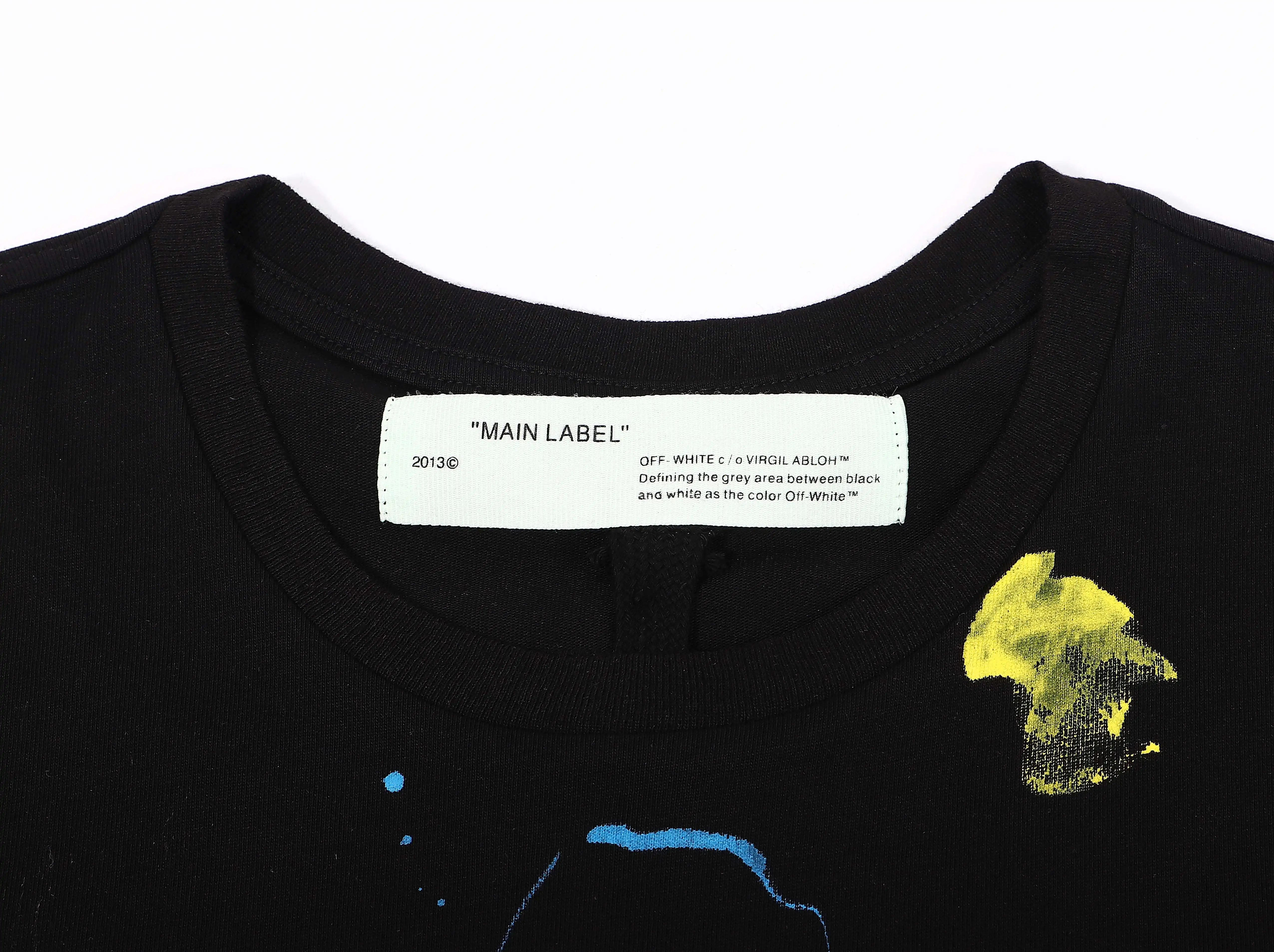 

American Fashion Brand OW 19ss New York Limited Short Sleeve Hand Painted Graffiti Tee for Men and Women