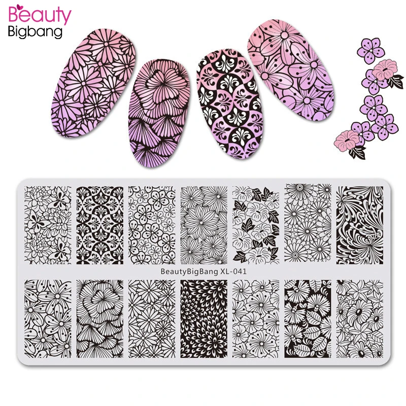 BeautyBigBang 6*12 см модные цветы дизайн ногтей штамповки пластины штамповки для ногтей Аксессуары для дизайна ногтей XL-031-065 шаблоны для ногтей