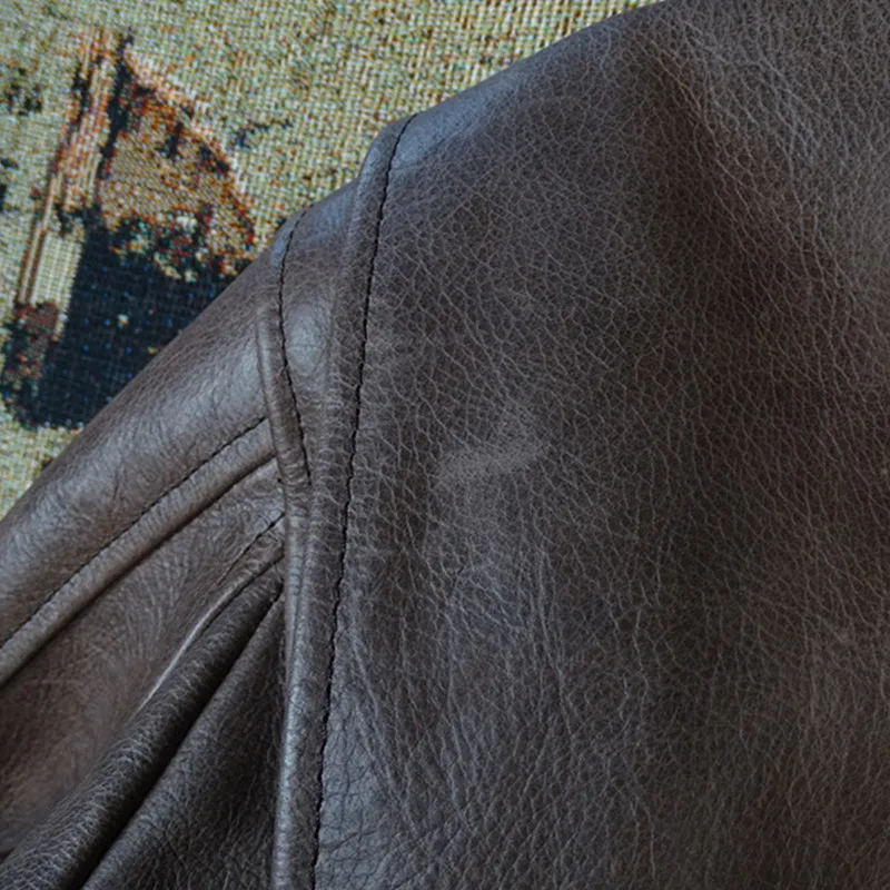 

2021 Vintage Brown Military Style USAF Pilot Leather Jacket Men Plus Size 4XL Genuine Natural Cowhide Autumn Aviation Coat