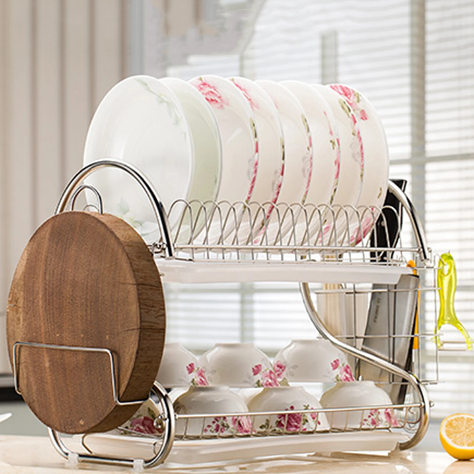 

Дренажная стойка организовать корзина многофункциональная функция три Слои s дома посуда Комплект полок из двух Слои Кухня для хранения