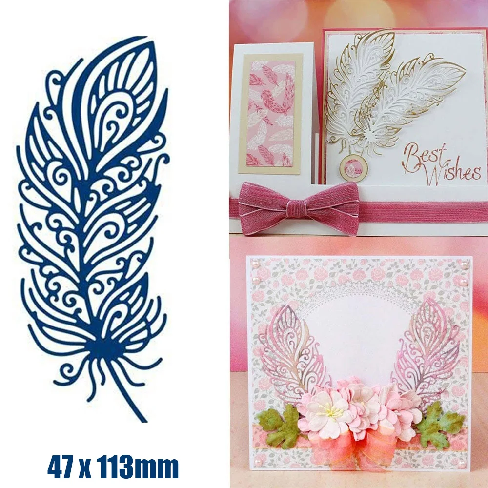 

1pc diy feather metal cutting dies scrapbooking card making embossing craft dies high quality thin metal cutting dies