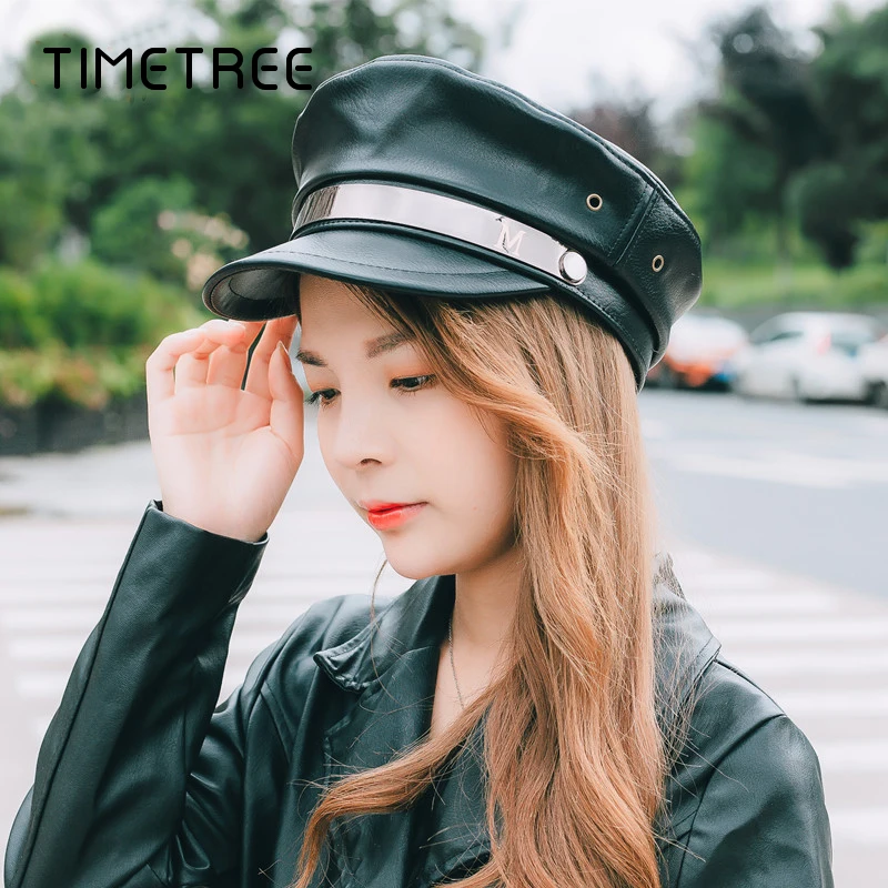 Женские шапки с металлическими пуговицами темно-синие повседневные Мягкие Шапки