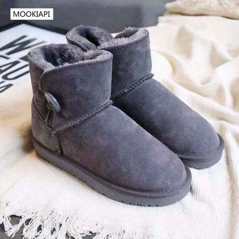 В 2019 году самые модные женские зимние сапоги из Китая Натуральная Воловья кожа