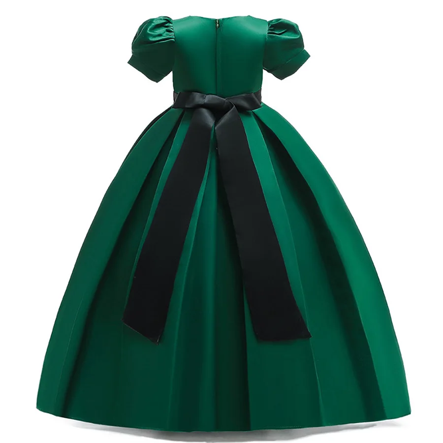Новые Элегантные платья для девочек одноцветное Цвет длинное платье принцессы