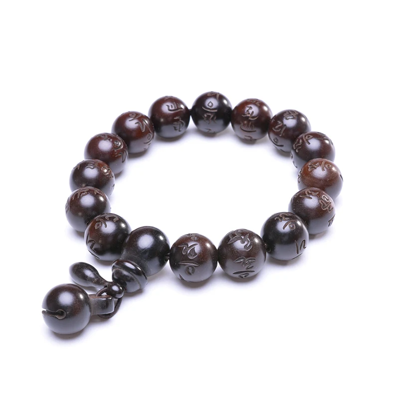 Буддистские четки браслет из деревянных бусин Ом Мани Падме Хум Мантра