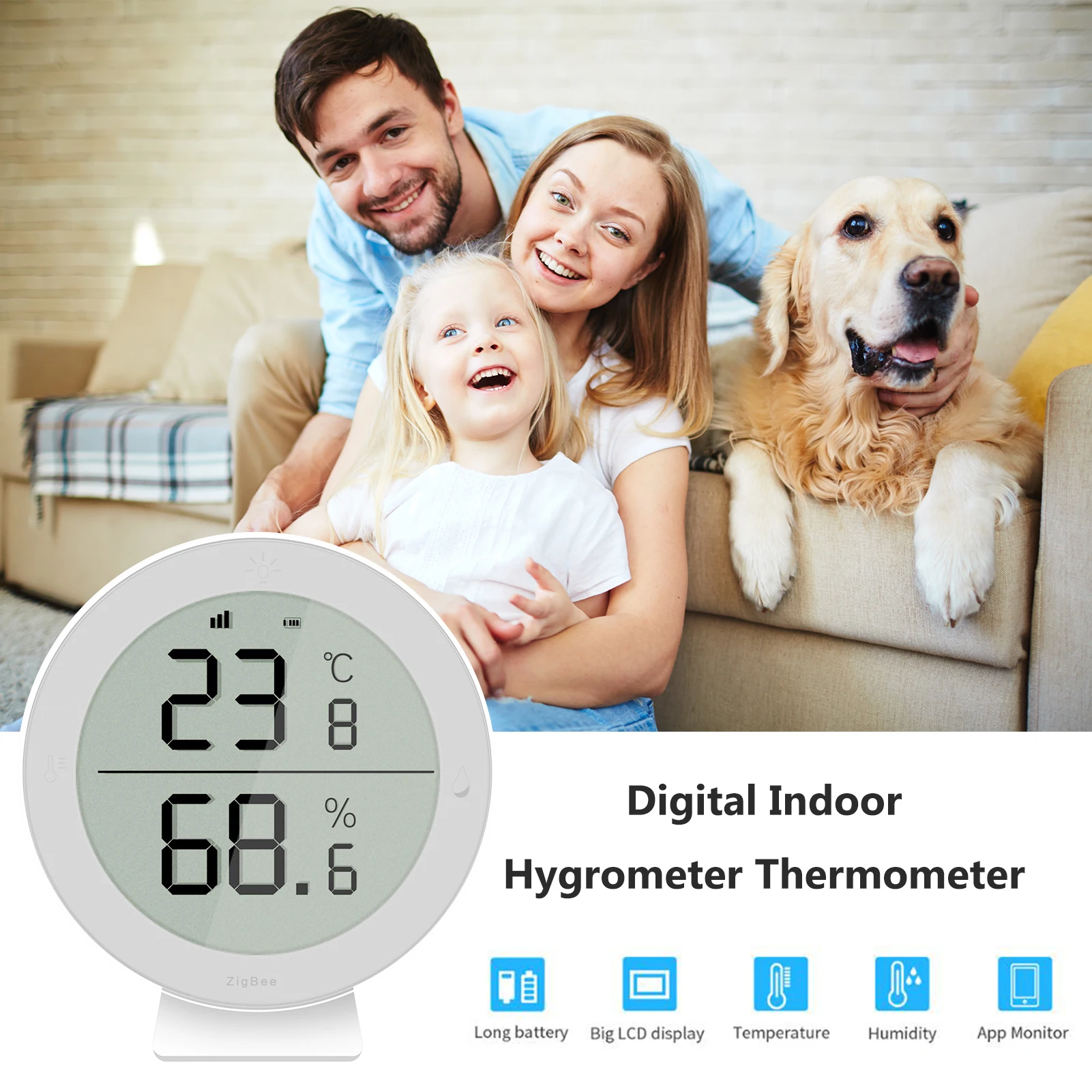 

Tuya ZigBee Smart Temperature and Humidity Detector Wireless Temperature Humidity Sensors Smart Home with Alexa Google Home