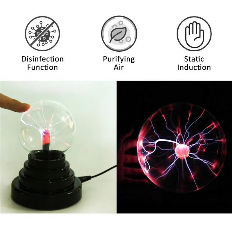 3/4/5/6/8 inch Night Light Glass Plasma Ball Sphere Magic Moon Touch Bulb Table Lamp New Year Xmas Kid Gift Home Decor Lighting | Лампы и
