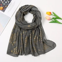 2021 new design lurex gold floral viscose shawl scarf high quality bronzing soft head wraps pashmina stole muslim hijab 17670cm