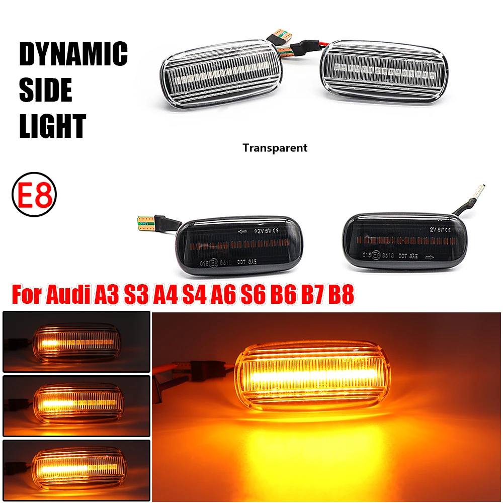 

Светодиодный динамический Боковой габаритный фонарь, мигающий сигнал поворота, последовательный указатель поворота для Audi A3 S3 8P A4 B6 B8 B7 S4 RS4 ...