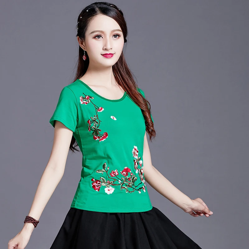 Футболка женская модная в народном стиле Повседневная рубашка элегантный