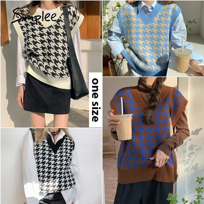 Свитер Simplee женский с V-образным вырезом модный уютный Свободный пуловер без