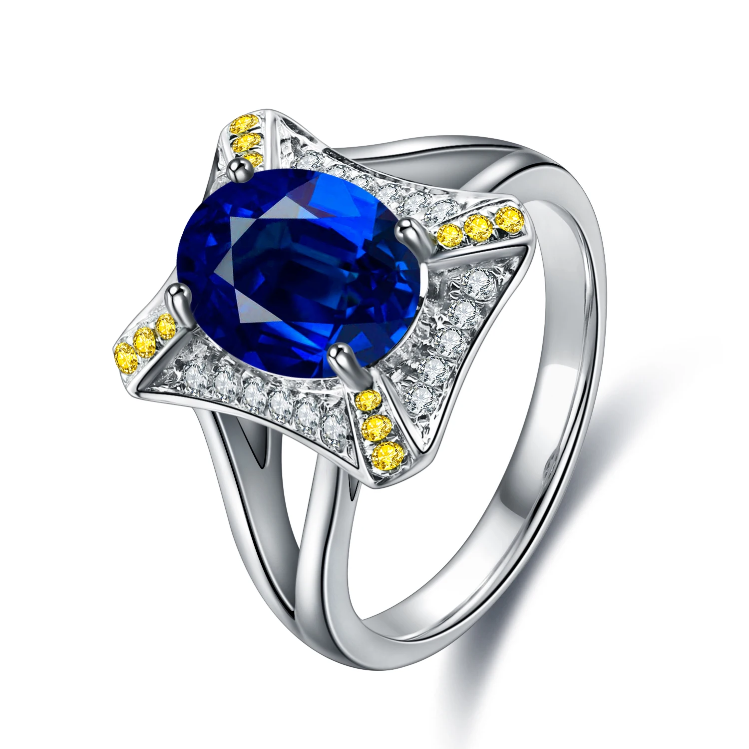 

2021 High Quality 925 Silver Jewelry Men Ring With Sapphire Zircon Lab Grown Sapphire Silver Ring