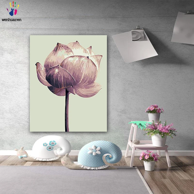 DIY картинки для раскраски по номерам с разноцветными цветами лотоса Рисование в