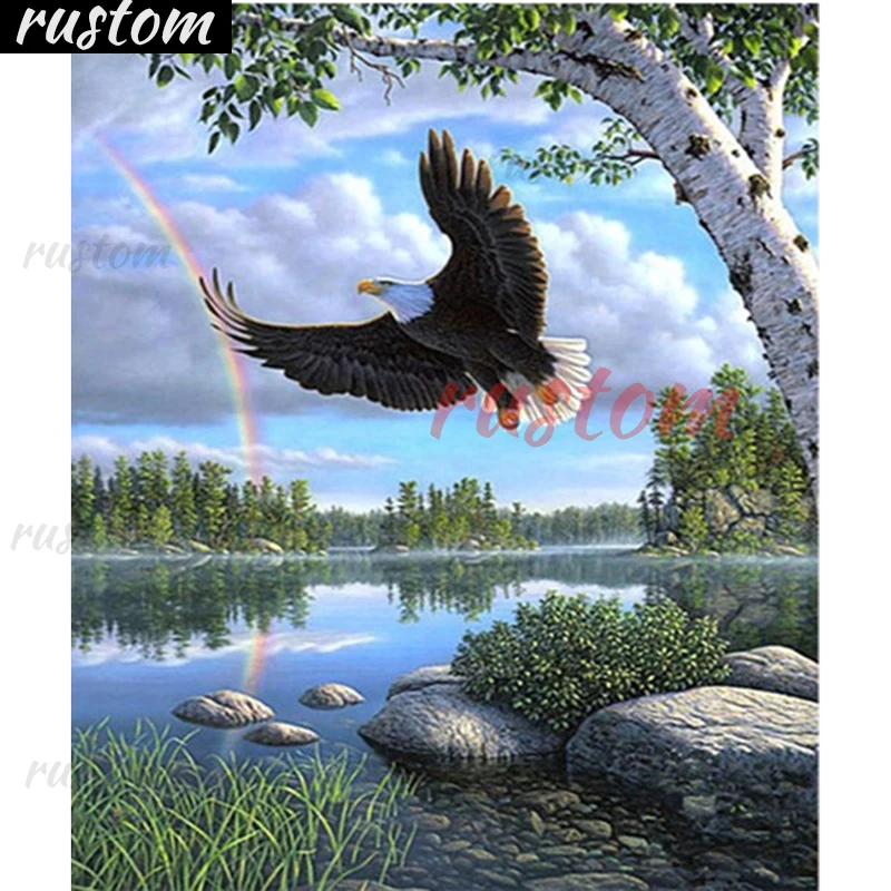 

Rustom Diamond Painting Diamond Embroidery Animals Full Round Drill Eagle Mosaic Bird Picture of Rhinestone Cross Stitch Home