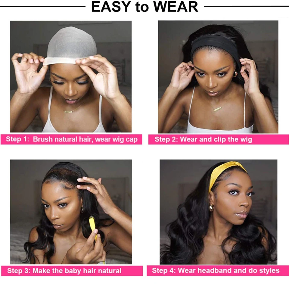

Long Wavy Synthetic Headband Wig For Black Women Natural Looking For Daily For Party Heat Resistant