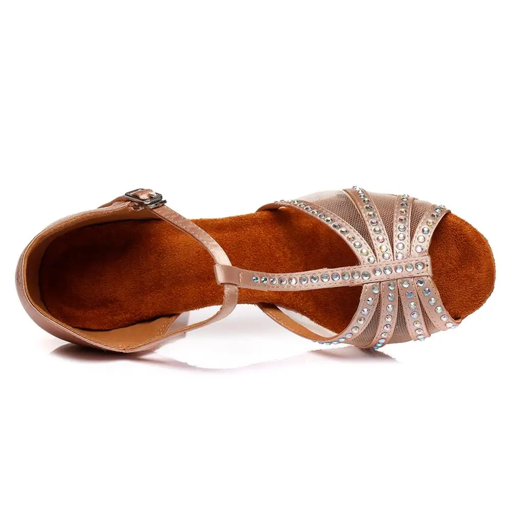 HROYL латино-американских танцев танцевальная обувь для девушек и женщин С Стразы
