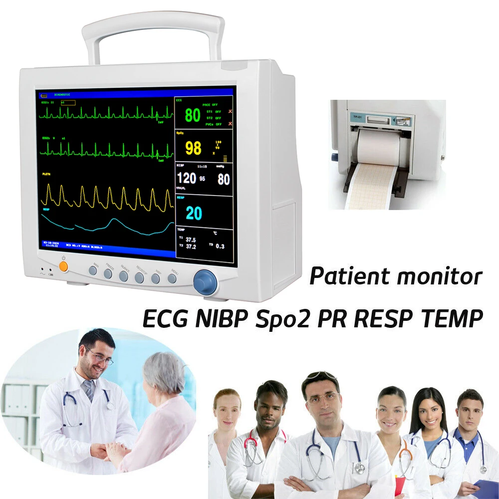 

CMS7000Plus 5,5-дюймовый сенсорный экран, стандартный ECG NIBP SPO2 PR RESP TEMP Vital Signs, монитор с принтером