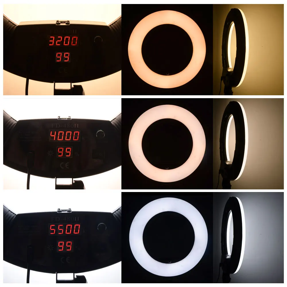 Yidoblo FD-480II двухцветный студийный кольцевой светильник светодиодный видео Одиночная лампа 45 см без штатива фотографический светильник ing 96 Вт 5500 к светодиодный светильник