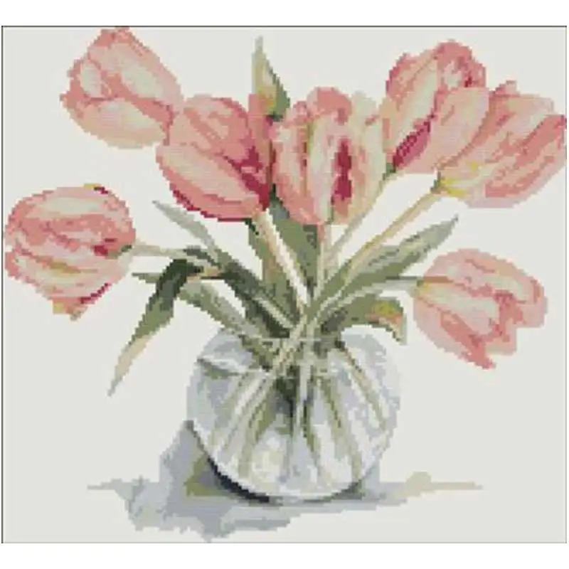 

Elegant Tulip Vase patterns Counted Cross Stitch 11CT 14CT 18CT DIY Chinese Cross Stitch Kits Embroidery Needlework Sets