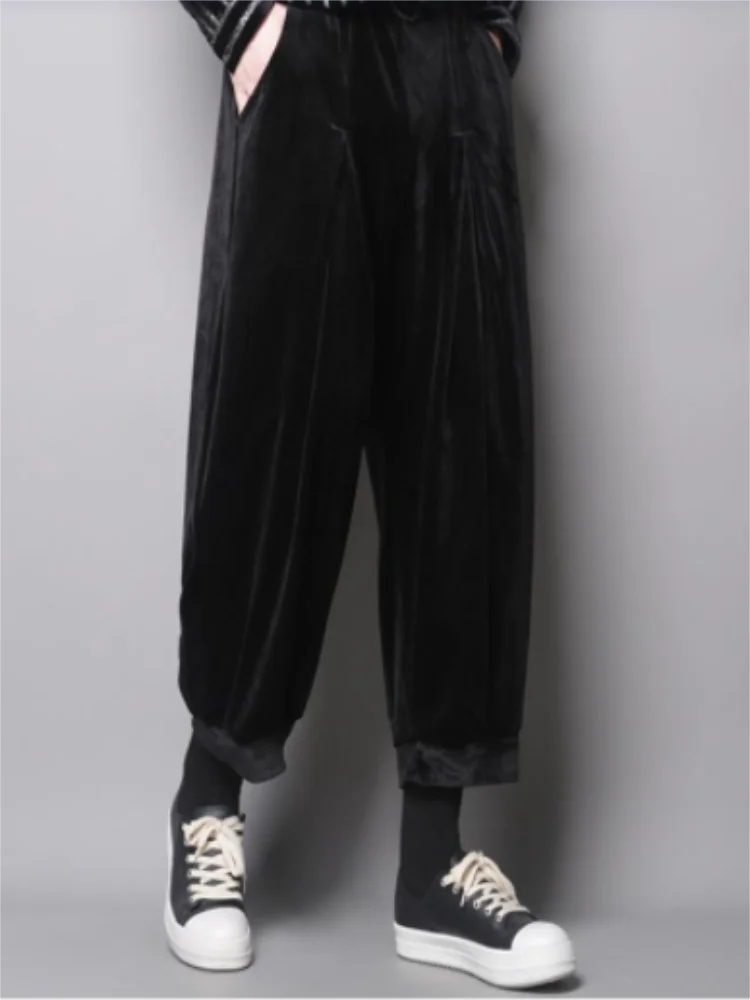 

Men's Popular Casual Pants Autumn And Winter New Pure Color Corduroy Loose Wide Leg Pants Fashion Warm Nine Straight Pants