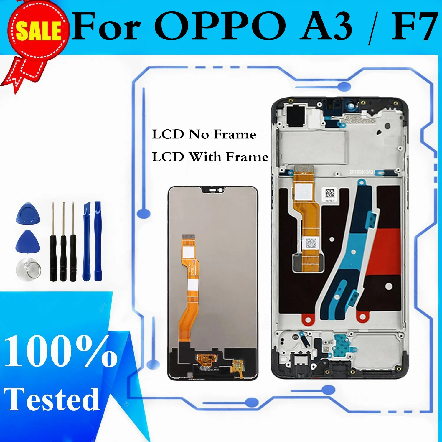 

LCD Display For OPPO A3 F7 LCD With Frame For OPPO F7 CPH1819 CPH1821 A3 CPH1837 Display Touch Screen Digitizer Assembly Replace