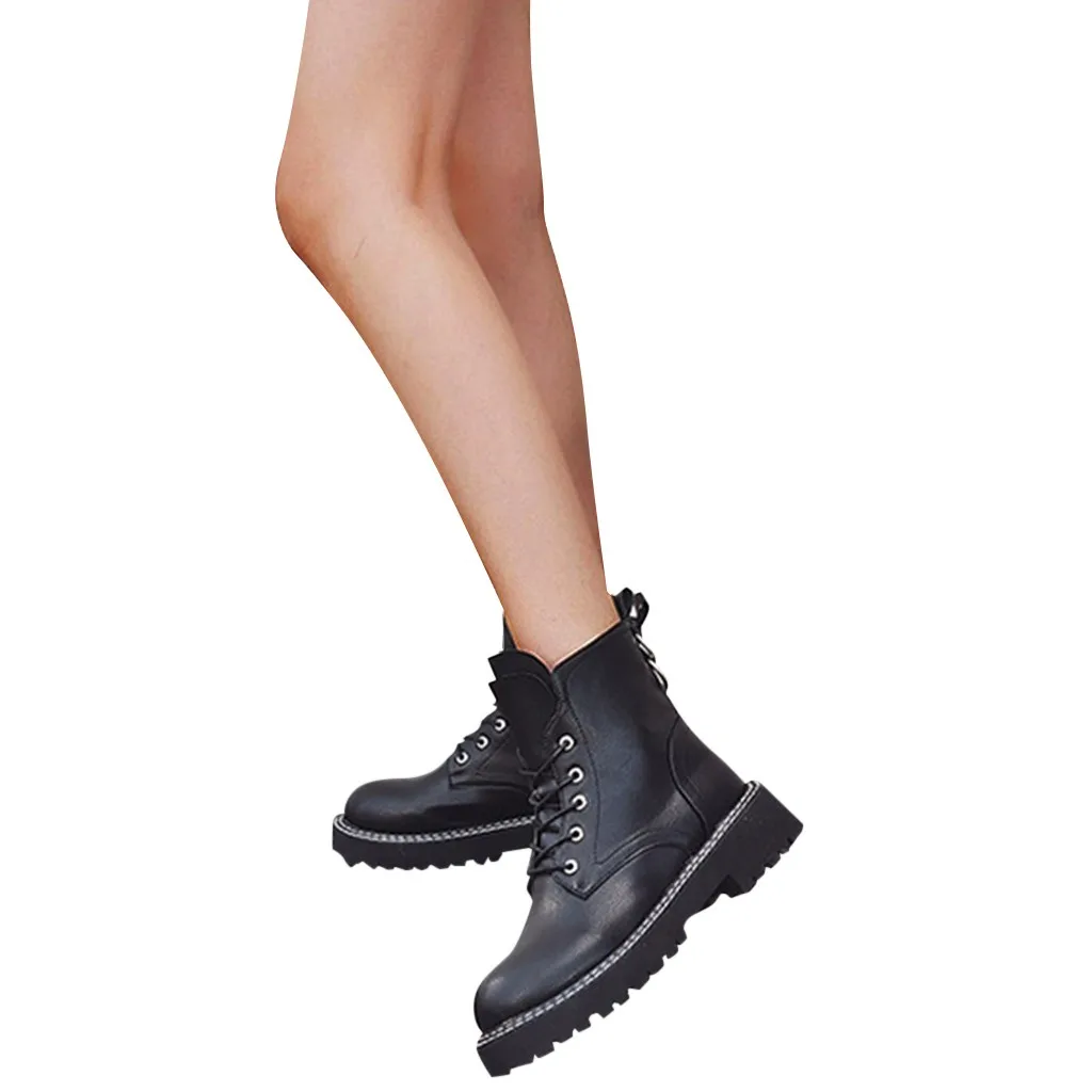 Женские короткие ботиночки из искусственной кожи Зимние ботинки на платформе