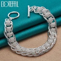 doteffil 925 sterling silver many circle charm chain bracelet for women man fashionable wedding engagement jewelry