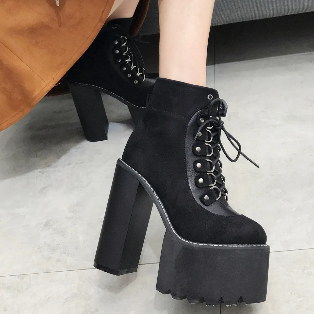 

Сапоги женские в японском стиле Харадзюку, на толстой подошве, 14,5 см