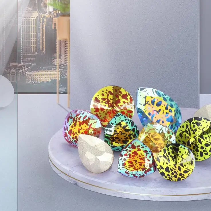 Причудливая патина в форме капли Rivoli... Стразы стеклянные украшения с кристаллами