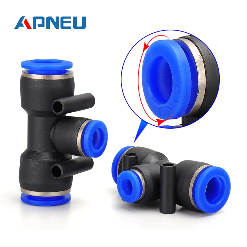 PE Air Connectors 4mm 6mm 8mm 10 12MM Pneumatic Fitting Quick Connect Slip Lock Tee 3Way Plastic Pipe Water Hose Tube Connector |
