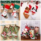Рождественские чулки, носки, снеговик, Санта, лось, медведь, принт, рождественские конфеты, Подарочный пакет, украшение для камина, рождественской елки, новый год 2022 Ноэль