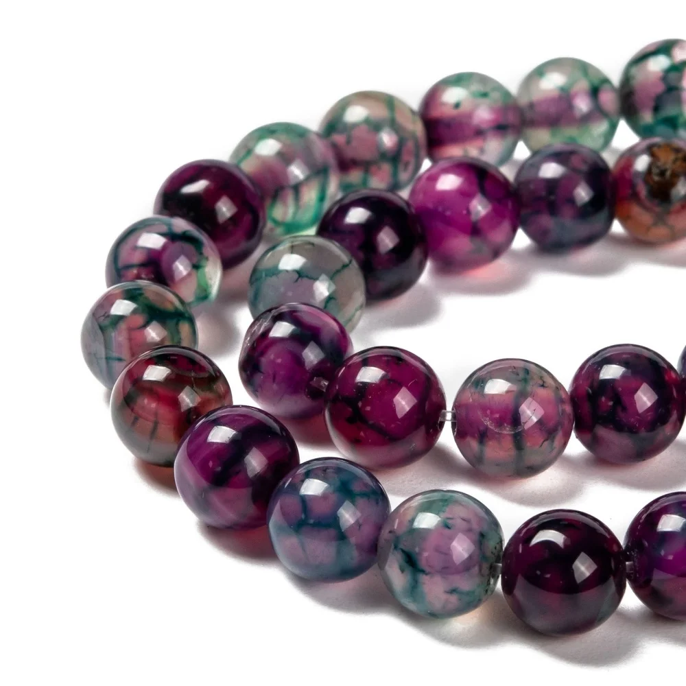 

Натуральные Агатовые Бусины с венами дракона, 8 мм, окрашенные Круглые камни, сердолические бусины для бриллианта, около 48 шт./нить