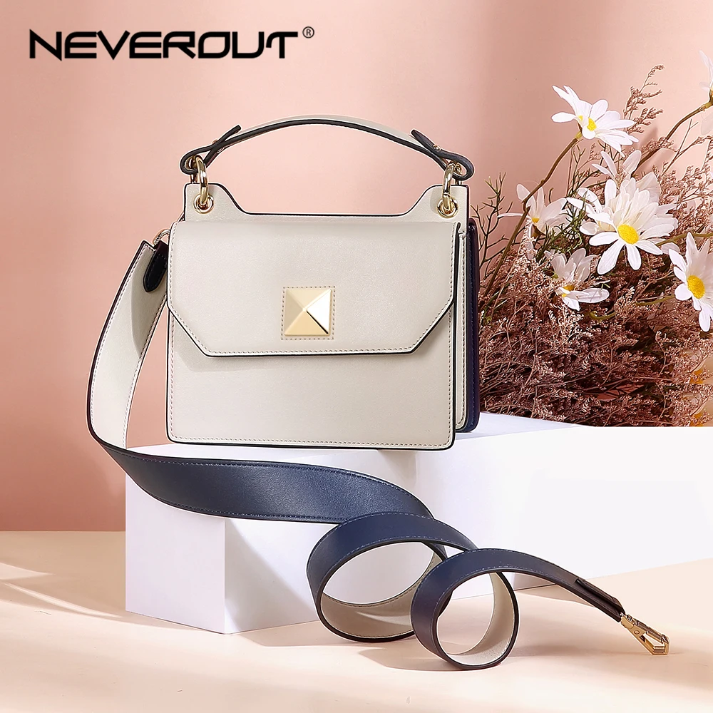 NEVEROUT кожаные сумки через плечо для женщин, цветная сумка через плечо, маленькие сумки, топ-ручка, тоут с широким плечевым ремнем