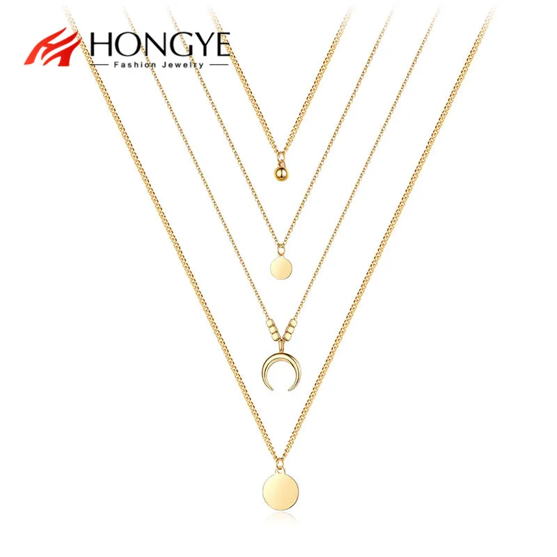 

HONGYE Ornament Personality Multi Boho Choker Necklaces Moon Circle Pendant Necklace For Women Popular Fashion Exquisite Jewelry