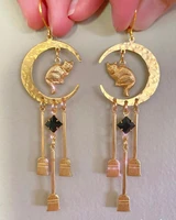 the gold plated lunar goddess celestial cat earrings