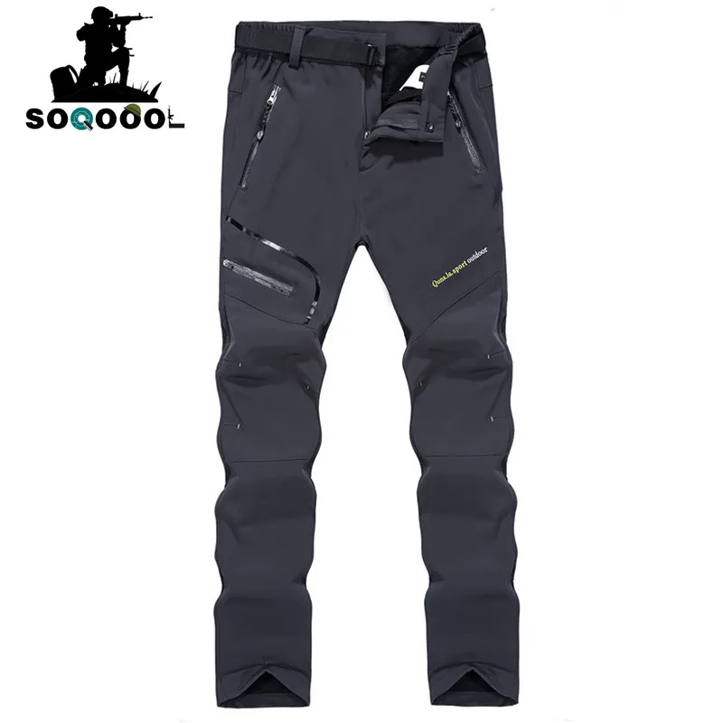 Men Winter Inner Fleece Soft shell Hiking Pants Quick Dry Camping Trekking Fishing Pant Outdoor Sports Thermal Ski Male Trousers saguaro men women hiking pants 2018 waterproof soft shell camping trekking thermal fleece lining warm ski trousers pants