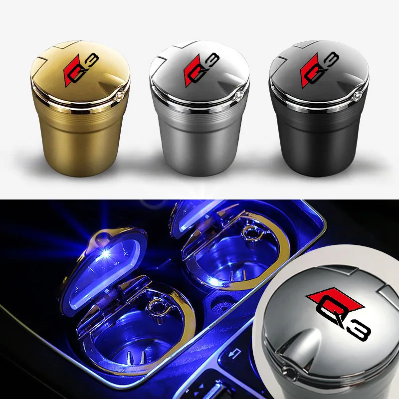 

Car ashtray For Audi Q3 Creative personality with cover multi-function dedicated car ashtray with cover and lamp Car accessories