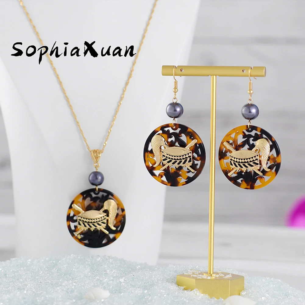 Женский комплект украшений SophiaXuan модный коричневый акриловый из ожерелья и