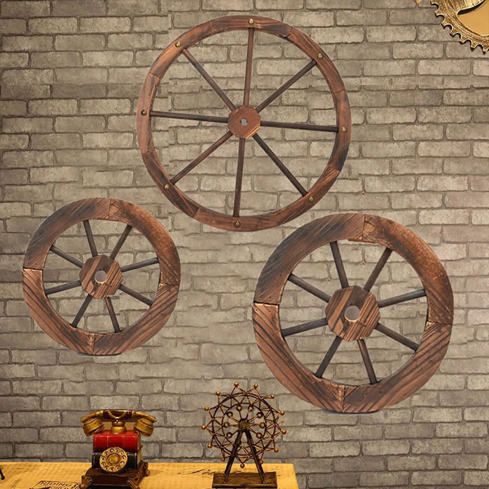 Деревянное украшение на колесиках для бара ресторана в стиле ретро деревянное