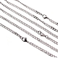 2pcslot 45 65cm fashion classic figaro chain necklace men stainless steel long necklace for men women chain jewelry findings