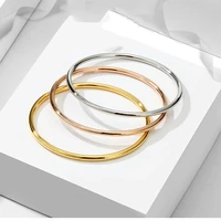 3mm slim stainless steel wire bangle bracelet for women silver rose gold femme bracelets engagement jewelry gift